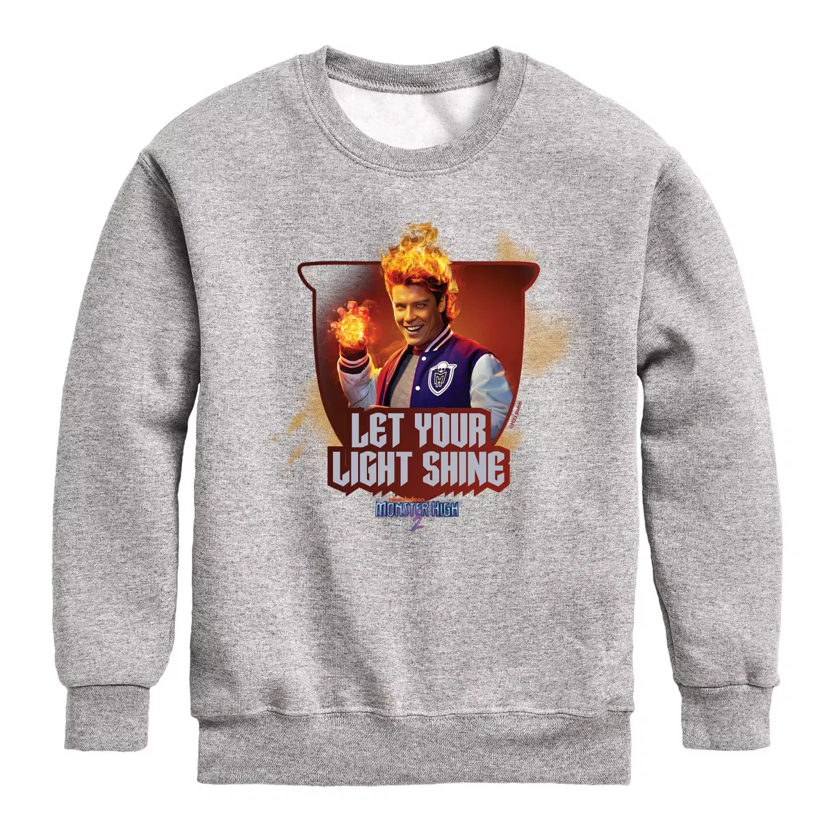 Детское худи с принтом Heath Burns Let Your Light Shine Mattel, Athletic Heather