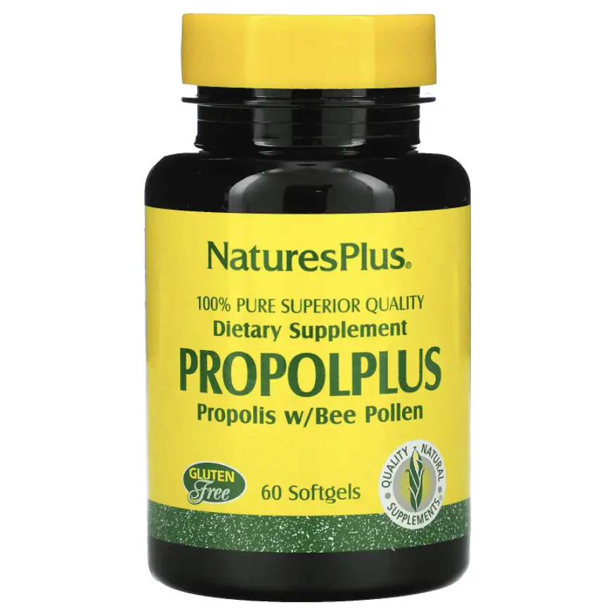 

Прополис с пчелиной пыльцой, Propolplus, 60 мягких таблеток, NaturesPlus