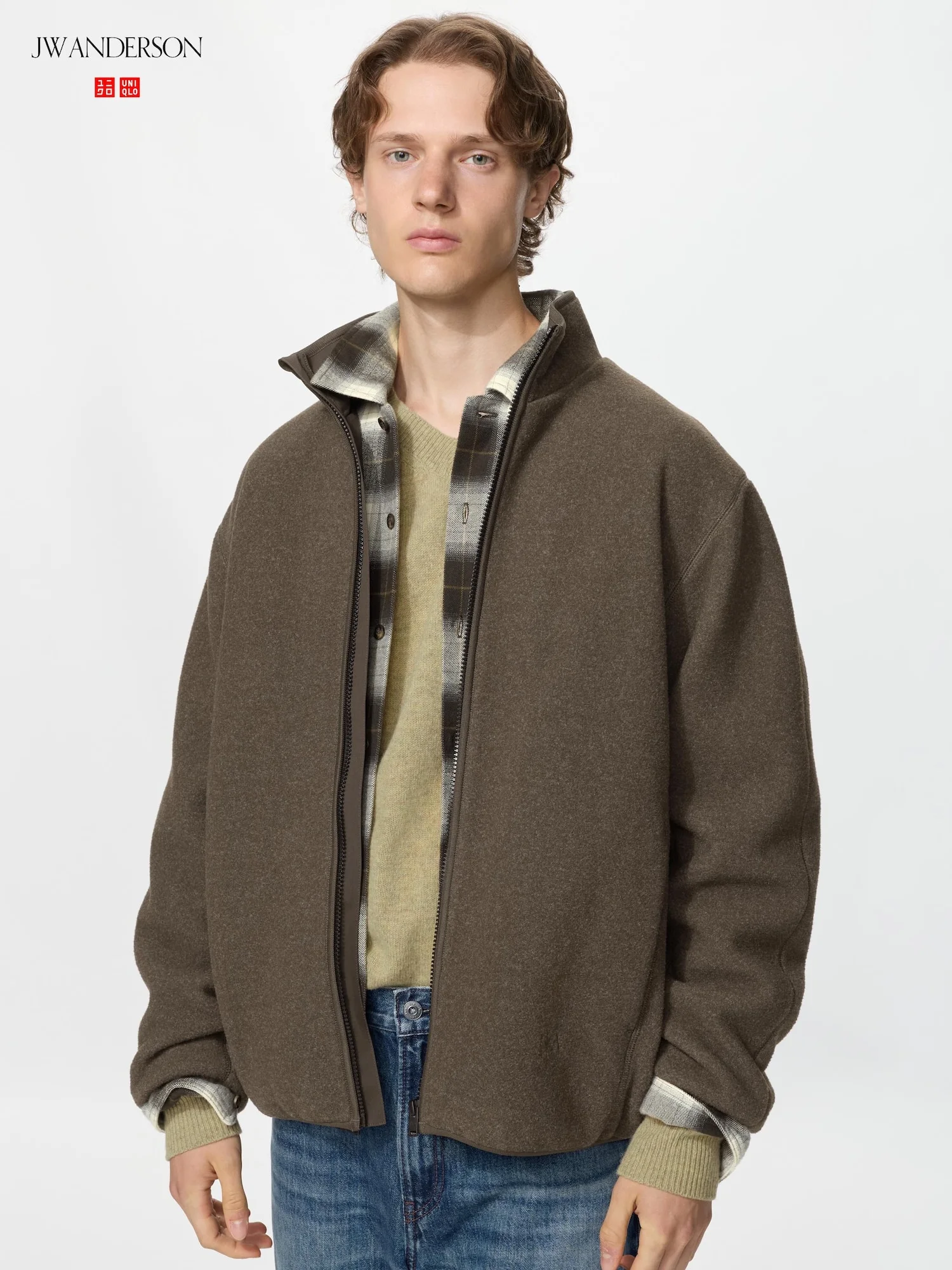 Флисовая куртка Uniqlo x JW Anderson Windproof, 36 коричневый