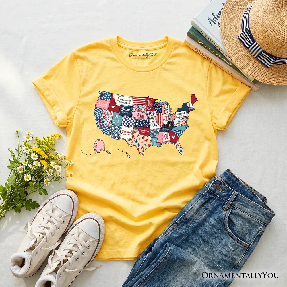 Детская футболка с принтом карты США Quilted USA Map OrnamentallyYou, Daisy