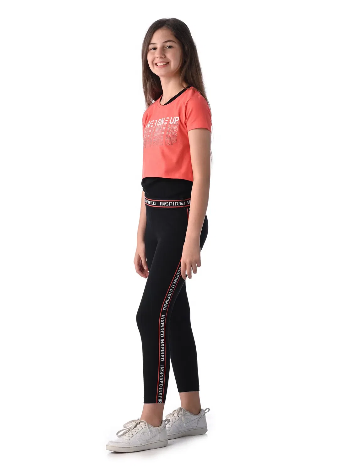 Комплект спортивный с принтом Athleisure Victor And Jane, коралловый-черный — фото 2