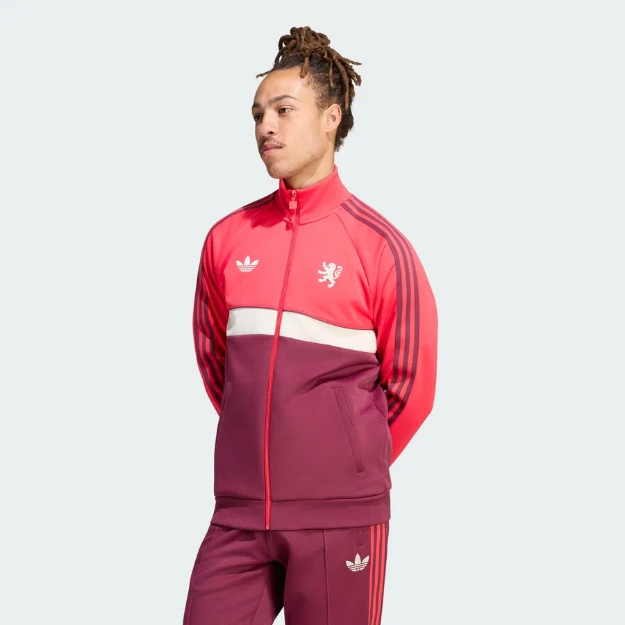 Спортивная толстовка на молнии ADIDAS PERFORMANCE 'Olympique Lyon' малинового цвета — фото 2