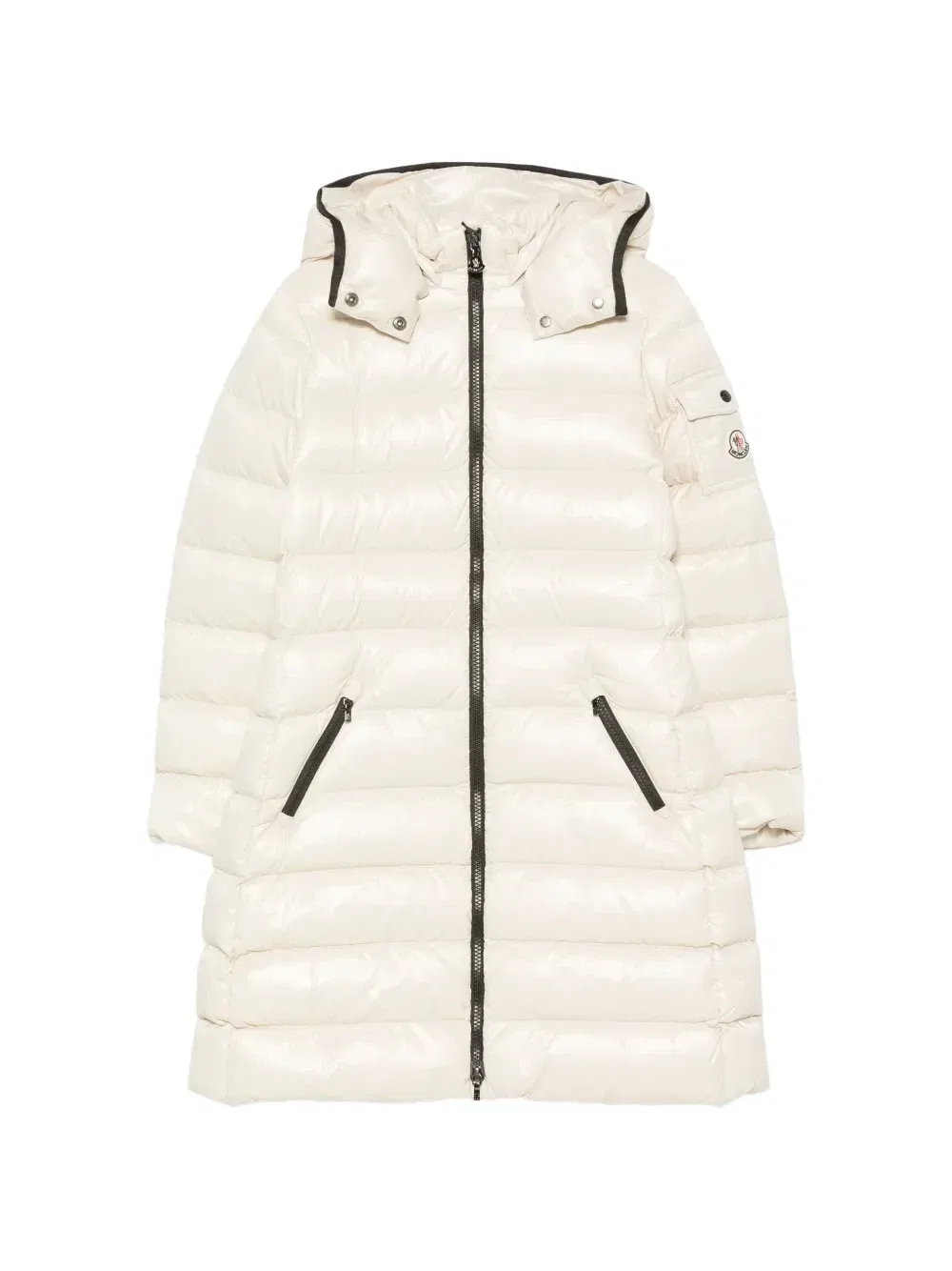 Стеганое пальто Moka с капюшоном Moncler Enfant, бежевый