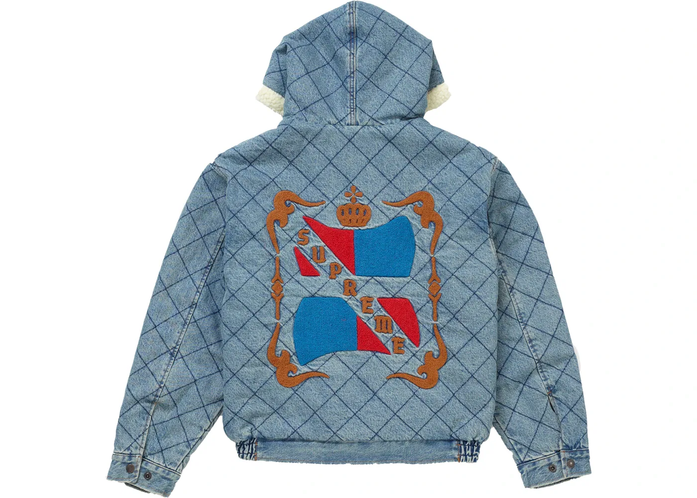 Мужская куртка-пилот стеганая джинсовая Supreme, Washed Blue — фото 2