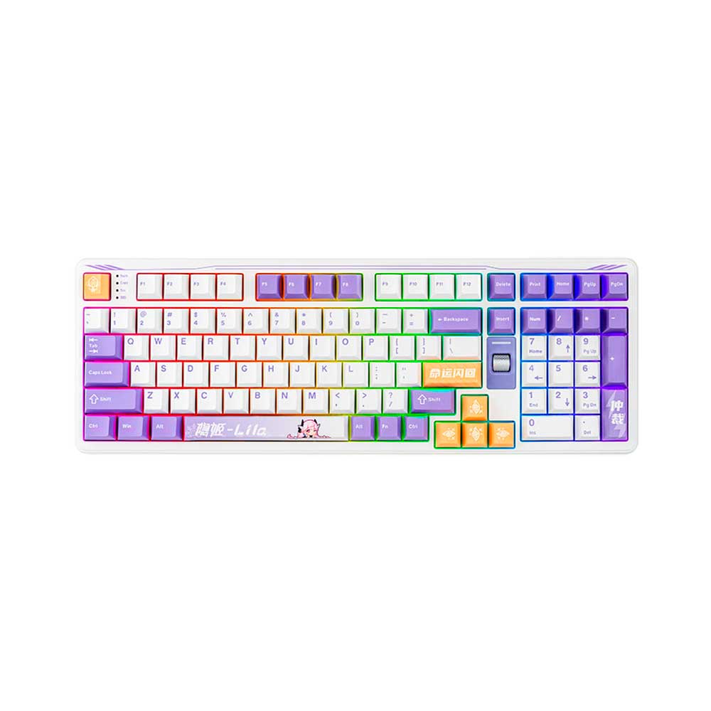 

Игровая беспроводная клавиатура Colorful Qingyu 98, белый/фиолетовый