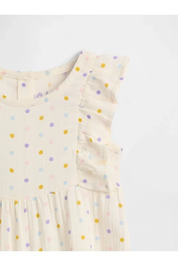 Детское боди-комбинезон для девочек с принтом Gauze Ruffle Romper Jumpsuit Gap, Cream-000 — фото 2