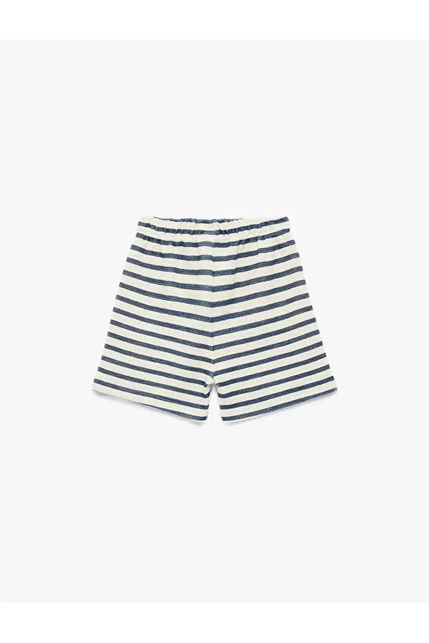 Детские шорты для мальчиков хлопковые Striped Ecru Baby Boy Shorts 6SMB40001TK Koton, Beige — фото 2