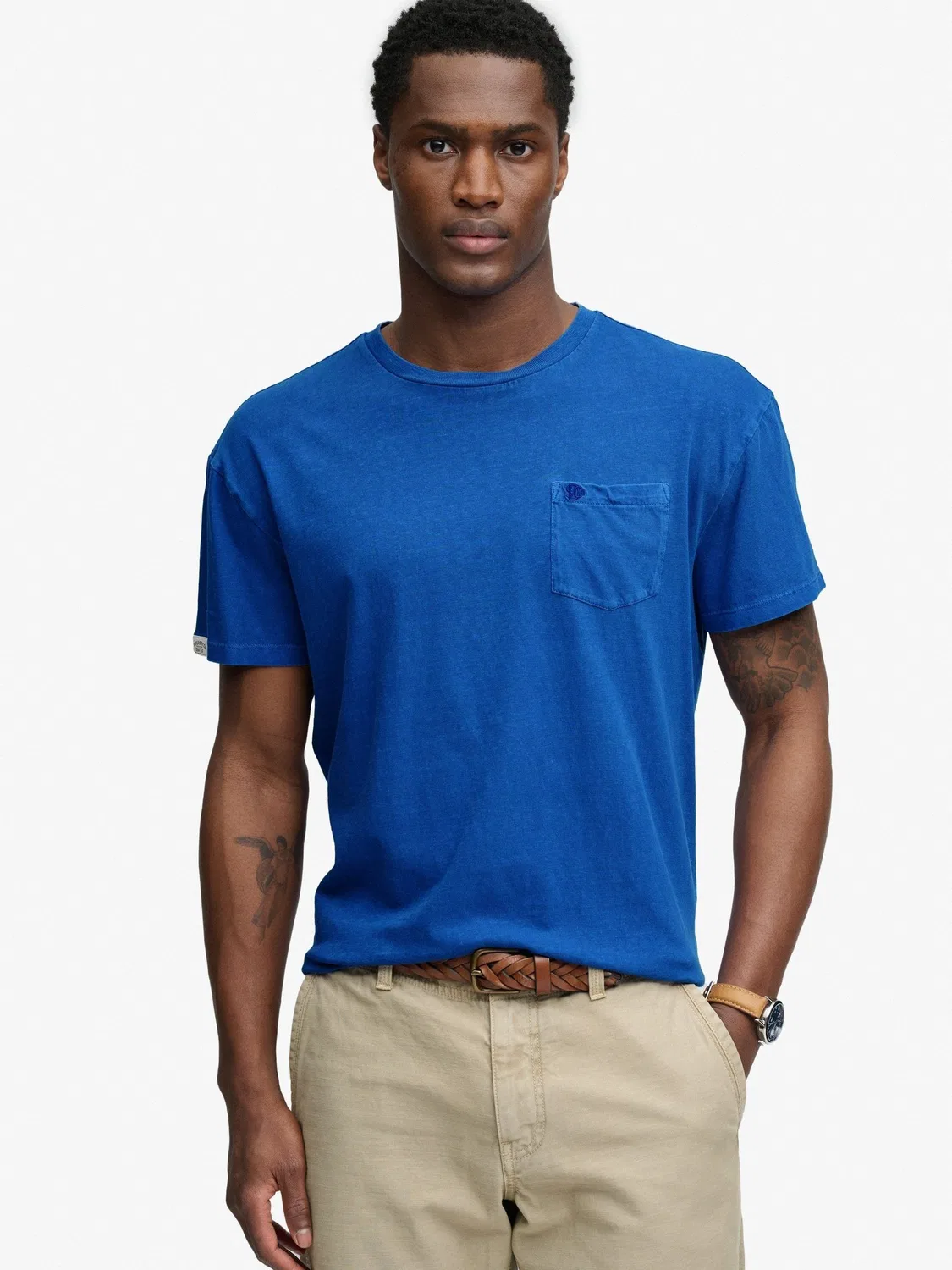 Футболка с нагрудным карманом Superdry Classic Cotton Linen Pocket Superdry, синий