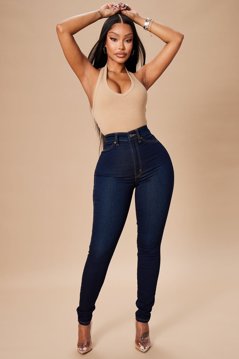 

Джинсы скинни Fashion Nova FNF8180SH, синий