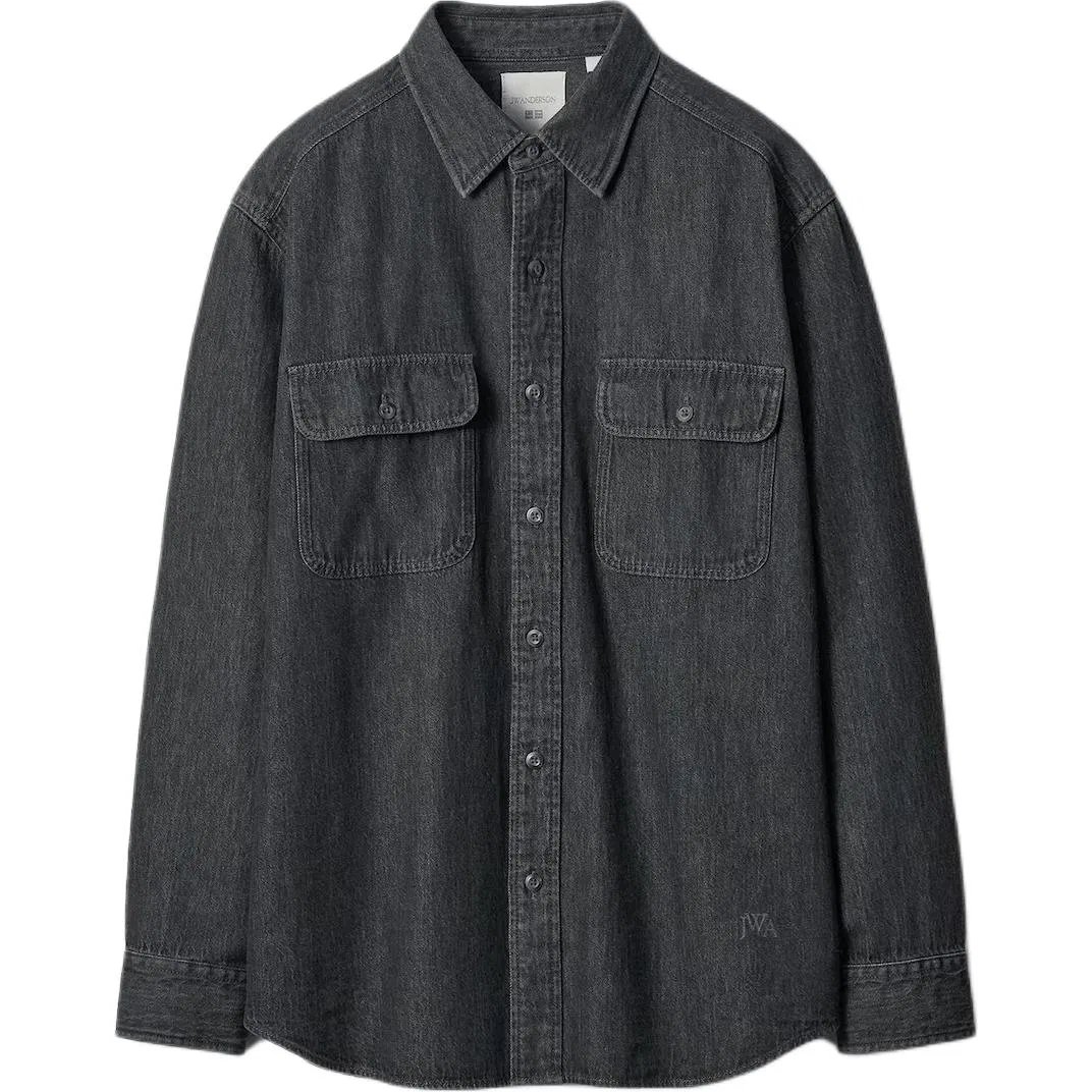Детская джинсовая рубашка с длинным рукавом UNIQLO, Dark Gray