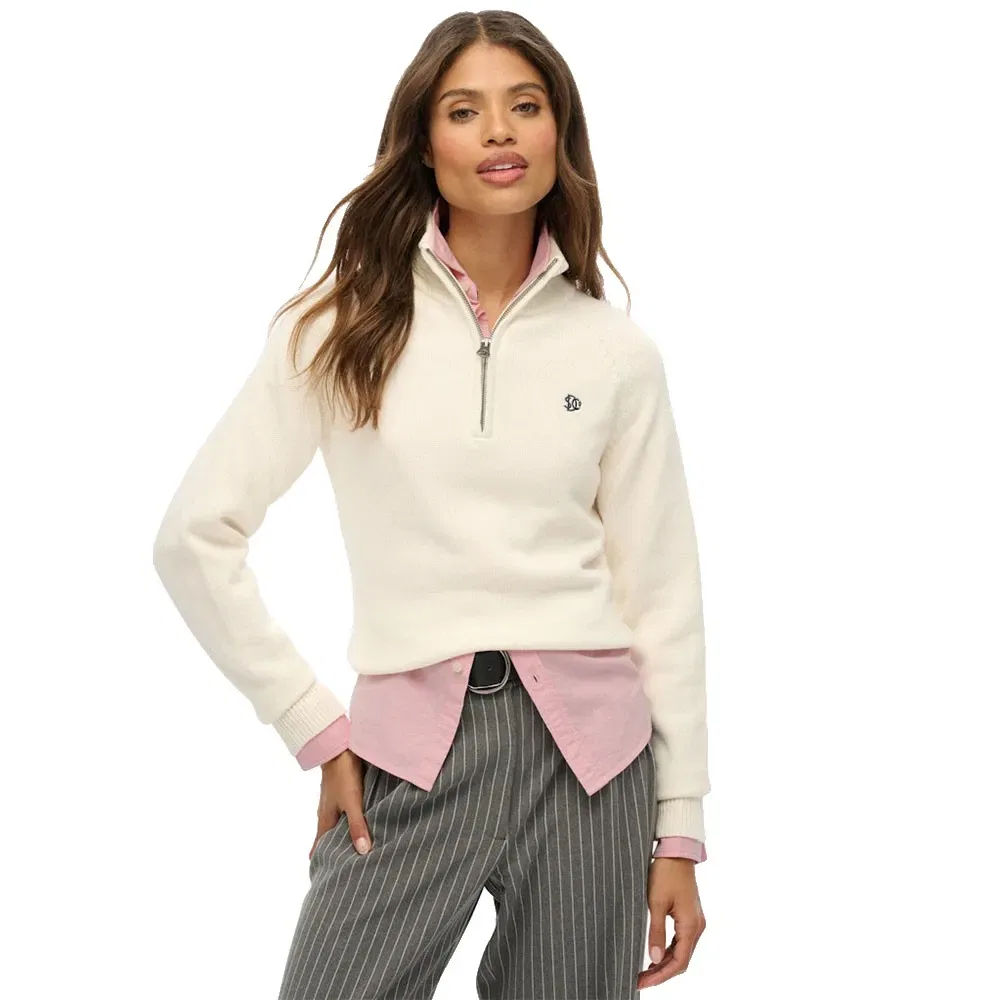 Свитер половинная молния Superdry Essentials Slim Knit, бежевый