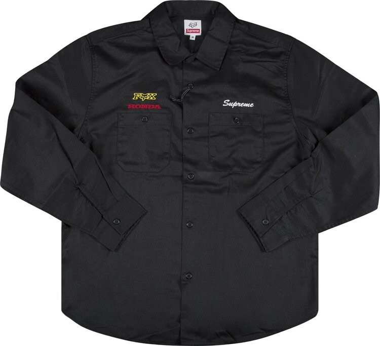 

Рубашка Supreme x Honda Fox Racing Work Shirt 'Black', черный