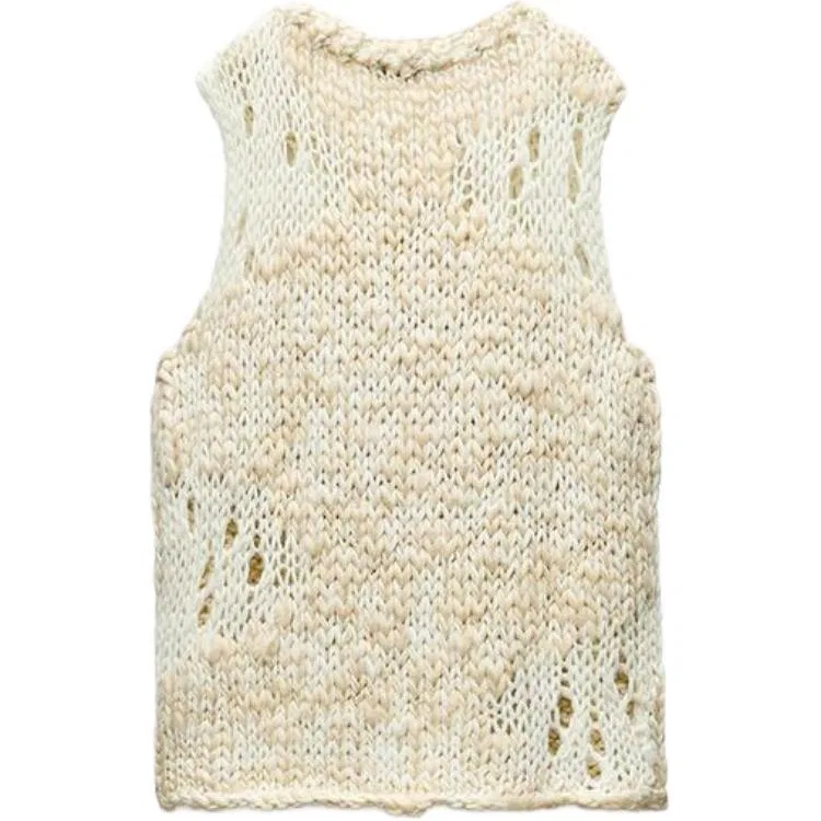 Женский топ без рукавов с круглым вырезом, цвет Cream, ZARA — фото 3