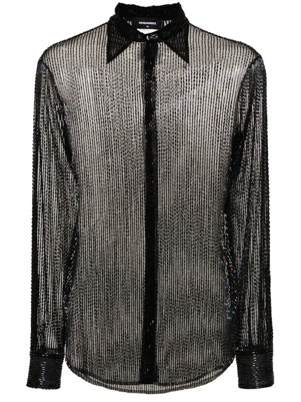 Рубашка из тюля с бусинами Dsquared2, черный