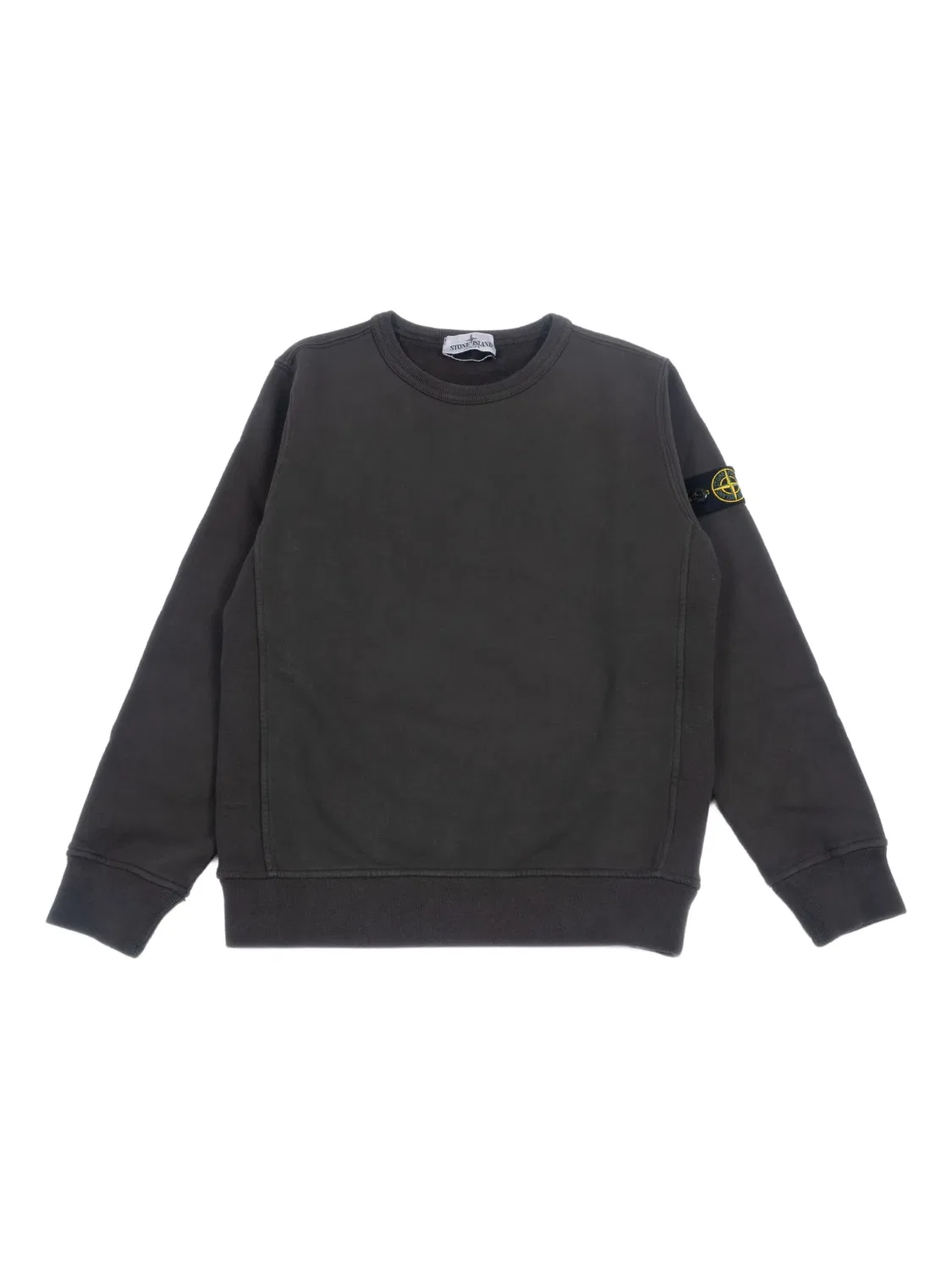 Свитшот с логотипом на хлопке Stone Island, серый