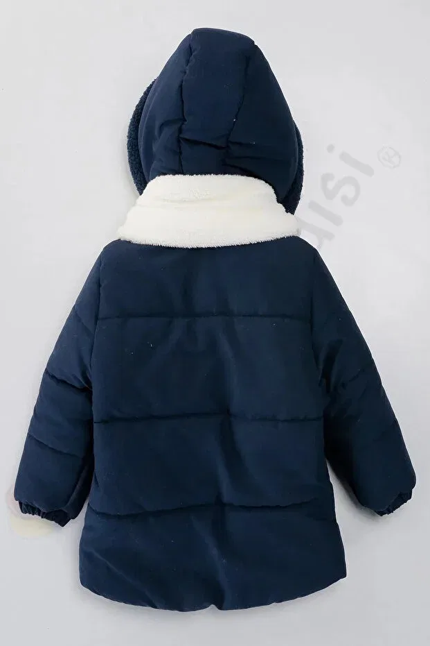 Детское зимнее пальто для мальчиков с капюшоном Bebek Vadisi, Navy Blue — фото 3