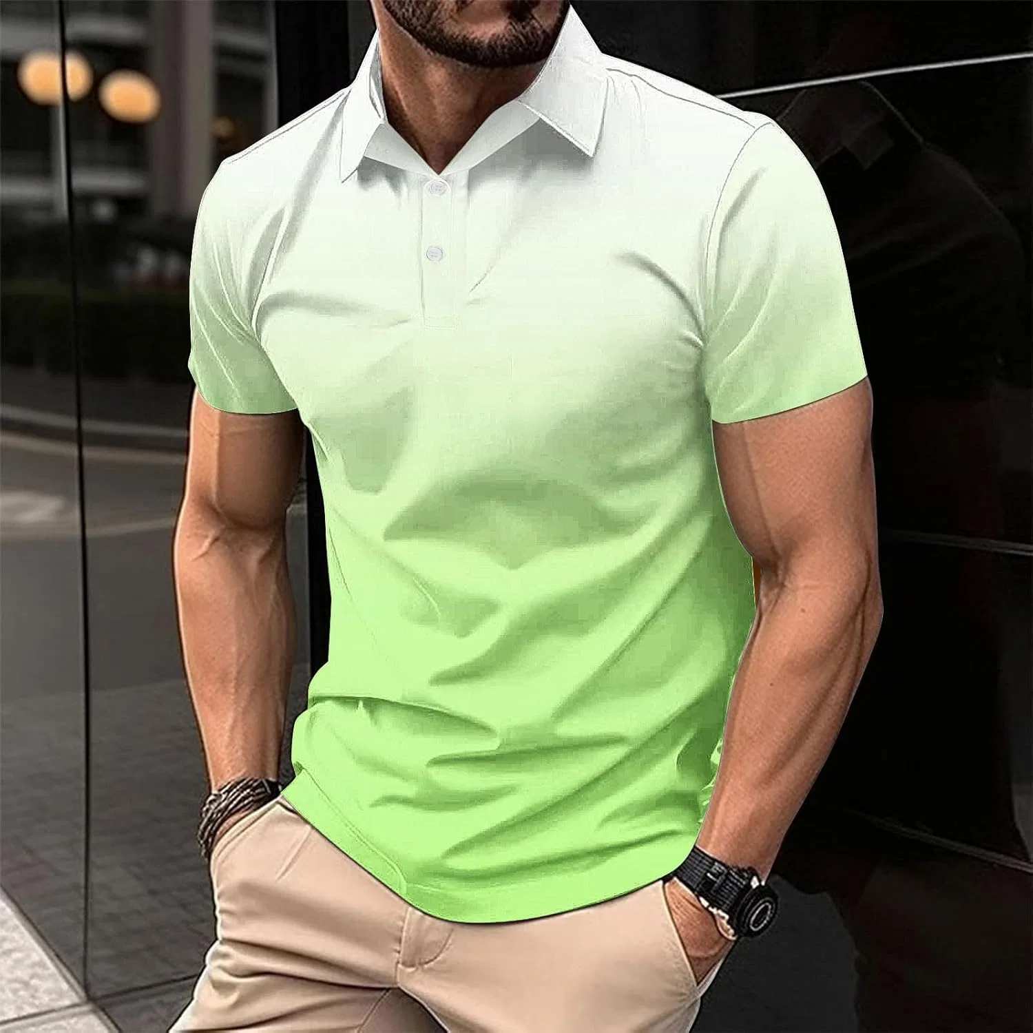 Мужская футболка свободного кроя с градиентом Button Down, Mint Green — фото 2