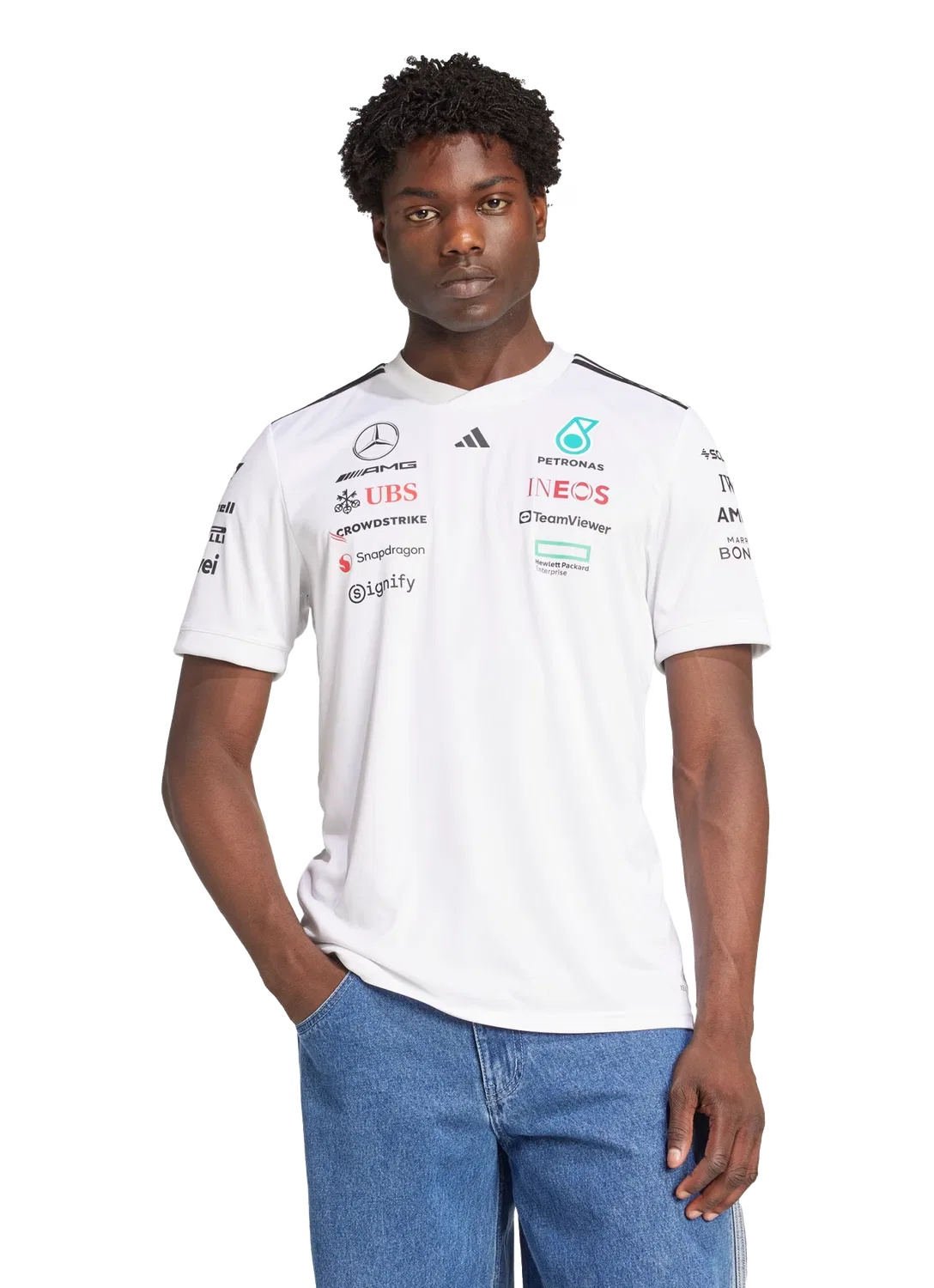 Мужская футболка с коротким рукавом Mercedes-AMG Petronas Formula One Team Driver Adidas, белый — фото 2
