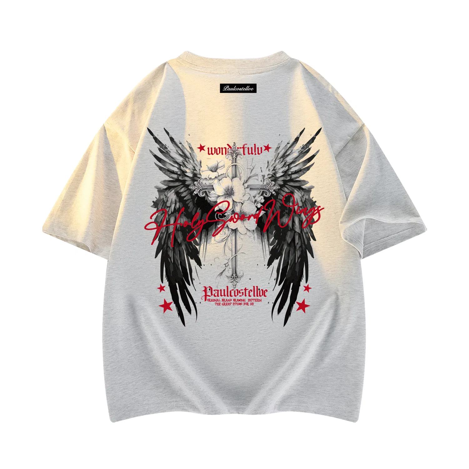 Детская футболка с круглым вырезом, плотная, Paul Costelloe, Heather Gray Red