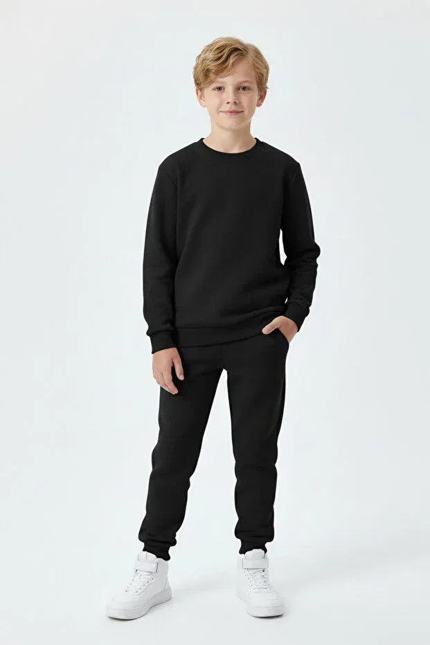 Детский спортивный комплект для мальчиков из флиса Fyk Kids, Black — фото 2