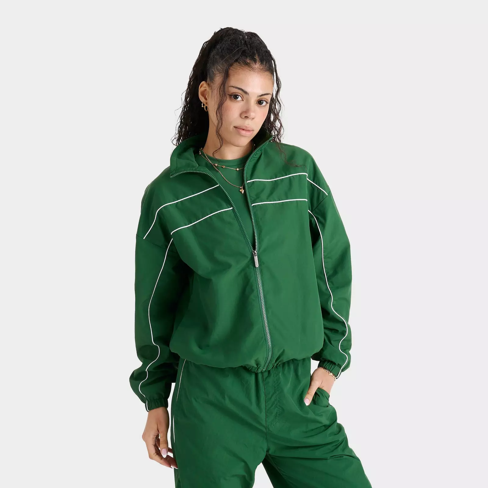 

Куртка Women's DAILYSZN Weather-Resistant Piped Woven Full-Zip, зеленый