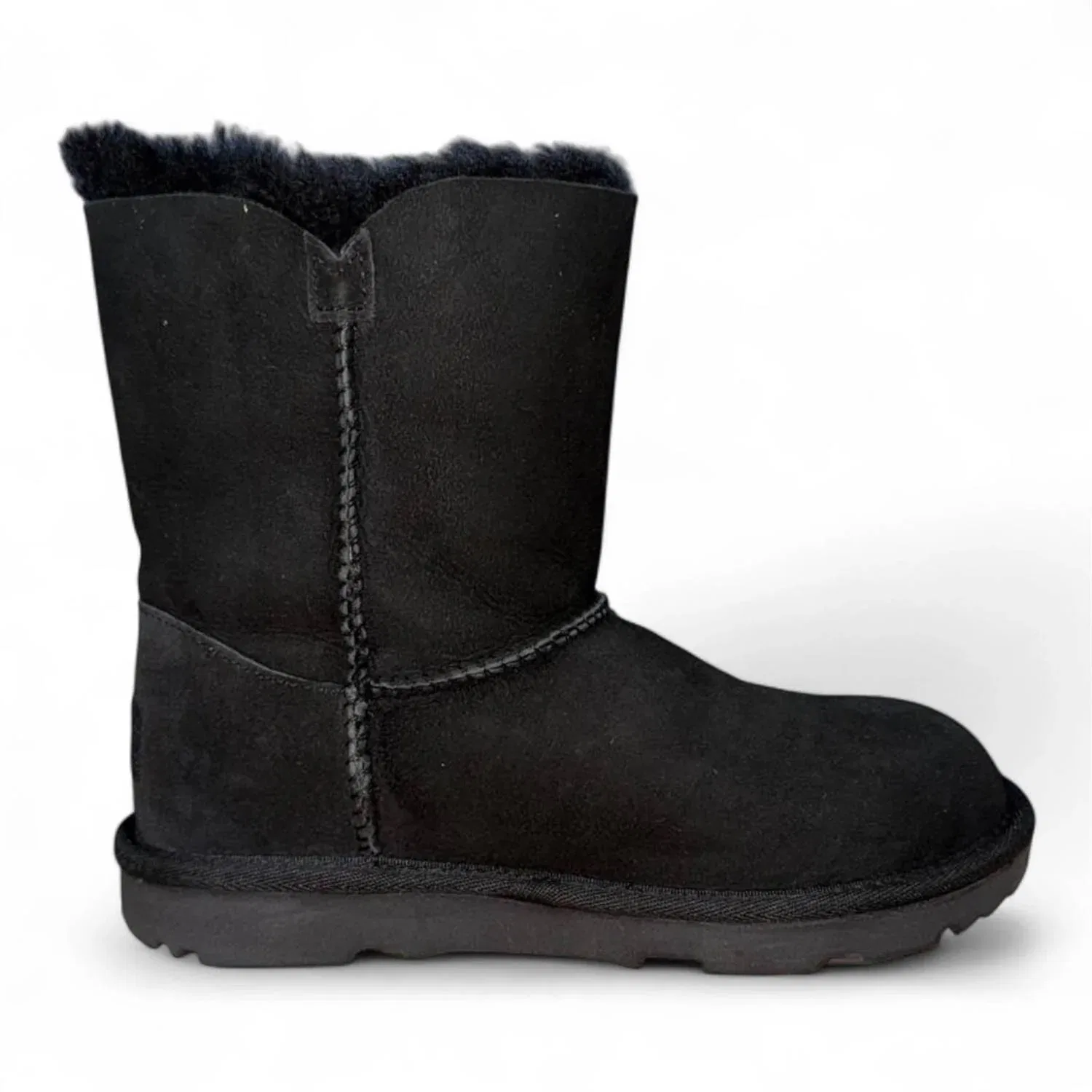 Детские зимние ботинки на кнопке с мехом Bailey Button II UGG, черный — фото 2