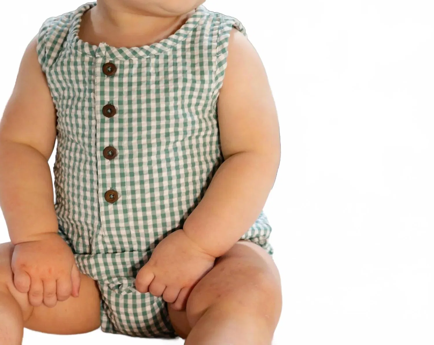 Детский боди-комбинезон без рукавов Wren Seersucker Colored Organics, Laguna Gingham — фото 2