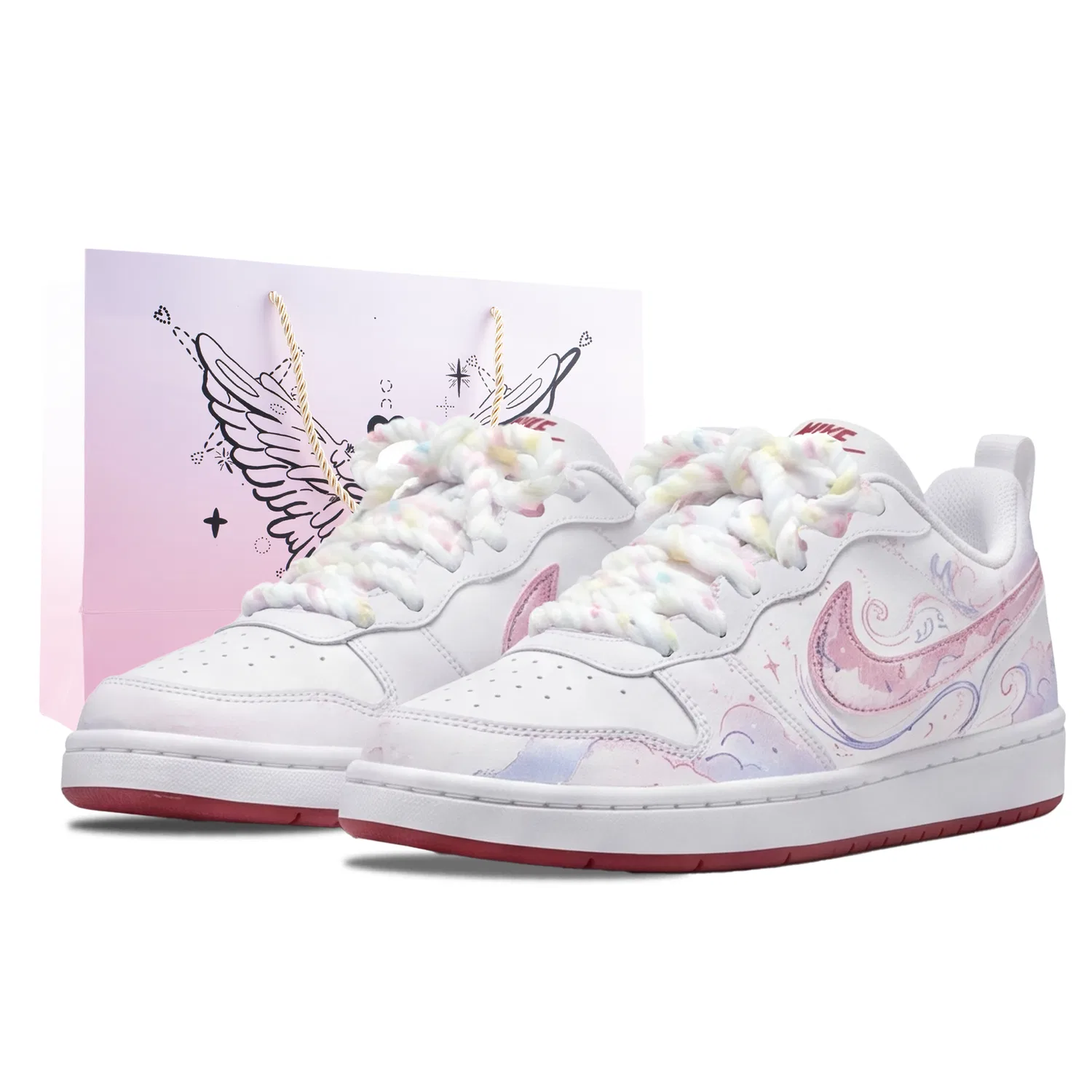 Детские кроссовки для скейтбординга с принтом Nike COURT BOROUGH RECRAFT, Pink Blue