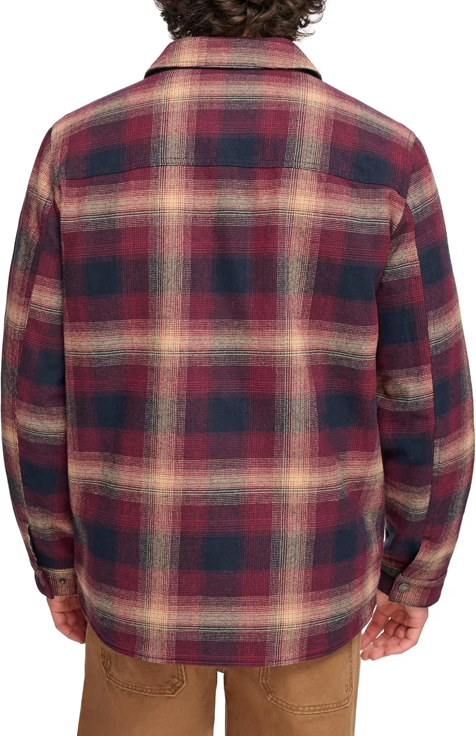Мужская фланелевая куртка-рубашка с подкладкой из шерпы и капюшоном, Red Ombre Plaid, Levi's — фото 3