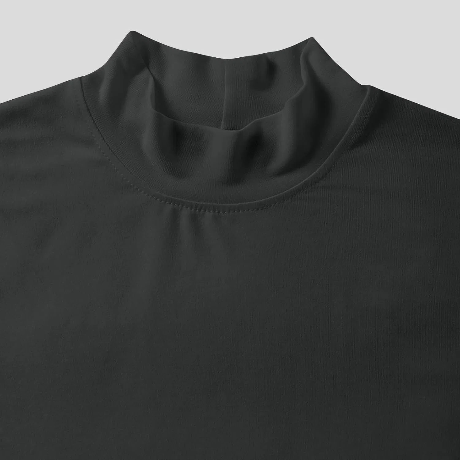 Мужская футболка с высоким воротником Mock Neck 100% Polyester, Gray — фото 4