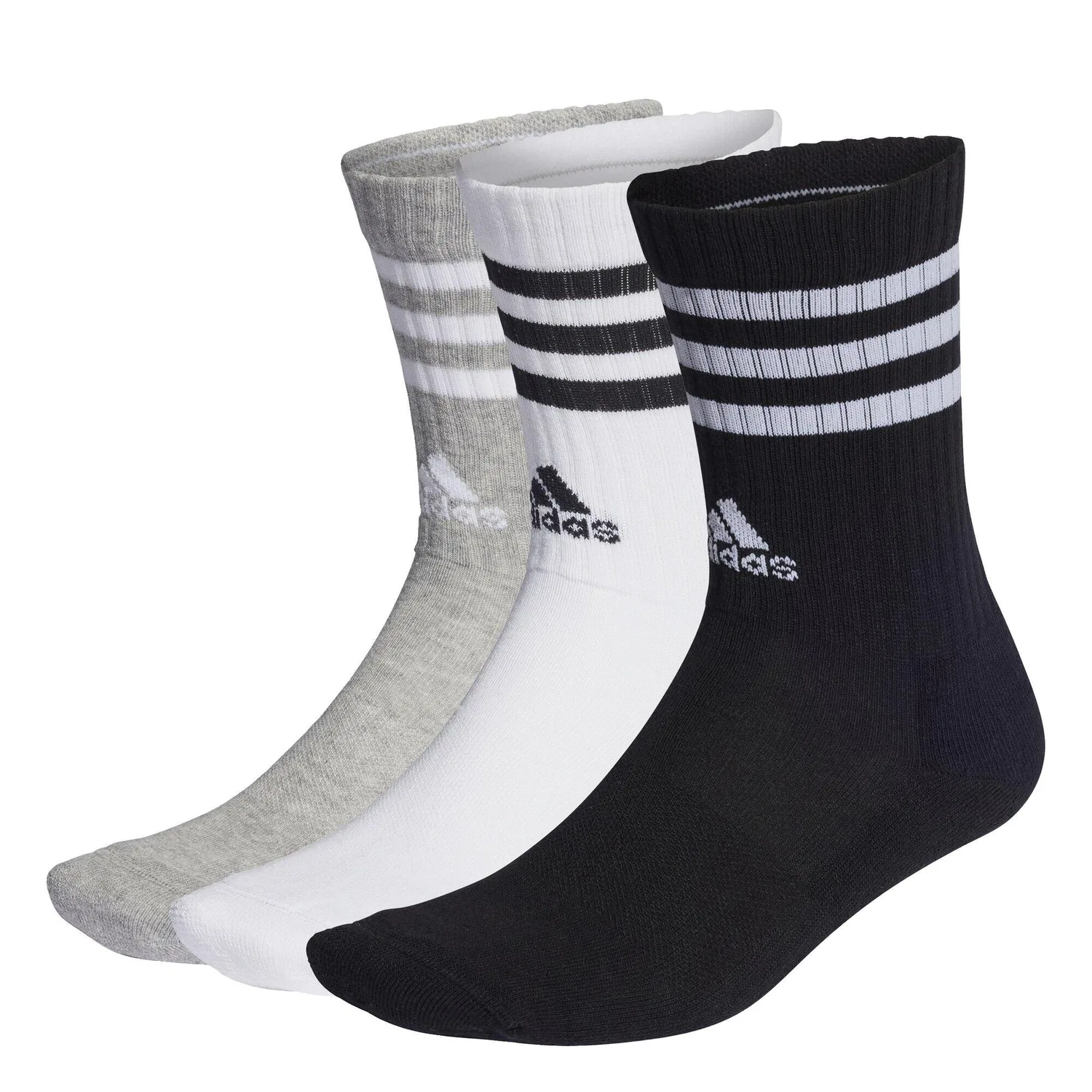 Мужские носки с компрессией 3-Streifen Cushioned Crew Adidas, Цвет Grau / Weiss / Schwarz