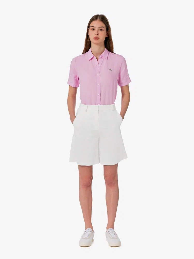 Шорты бермуды LACOSTE Bermuda, льняные, белые