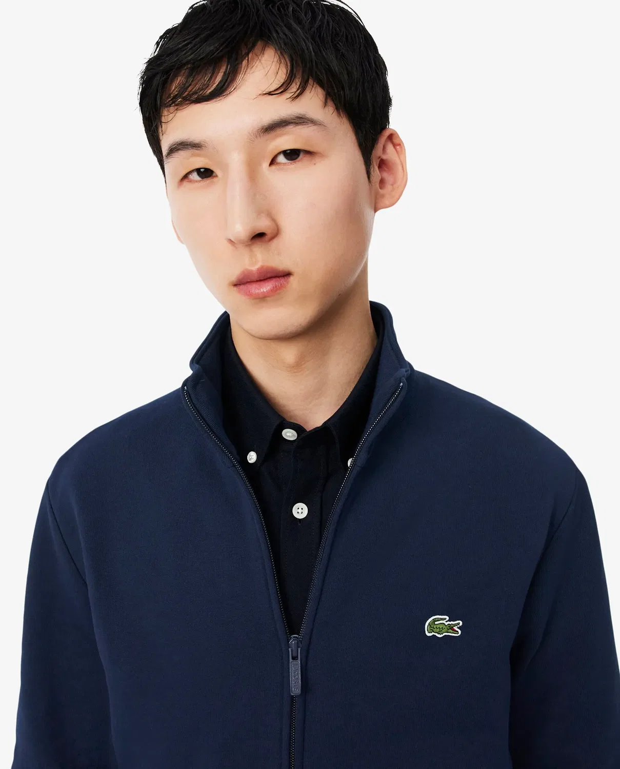 Фуфайка мужская Lacoste на молнии с воротником-стойкой, флис, Azul Marino — фото 3