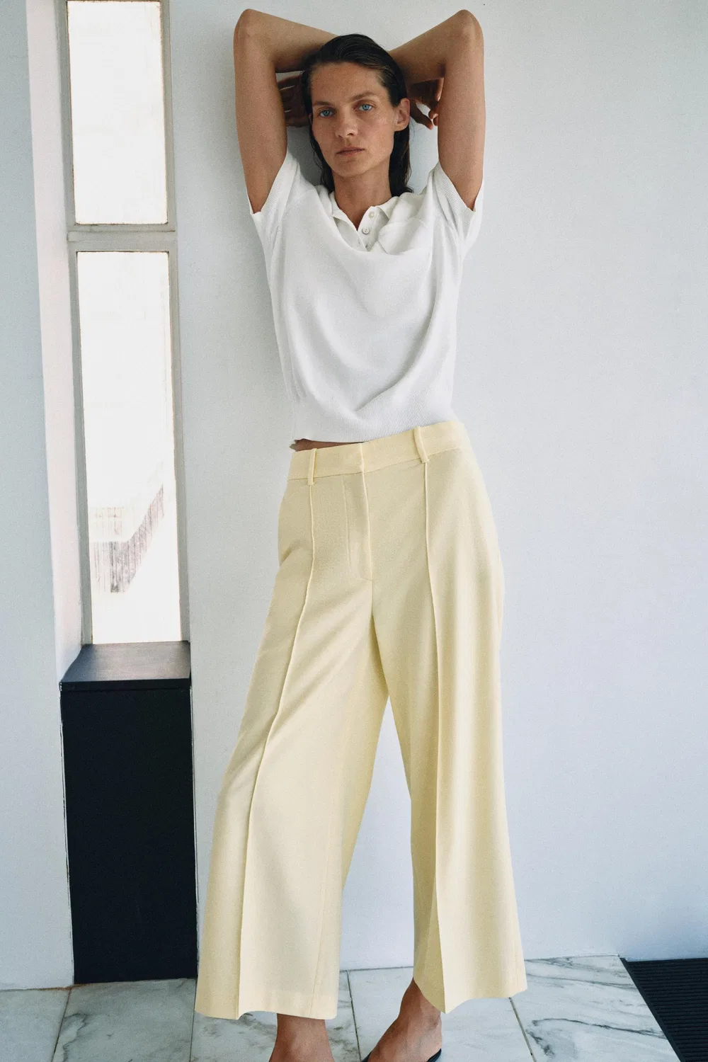 Укороченные брюки из коллекции ZW ZARA, Pastel yellow