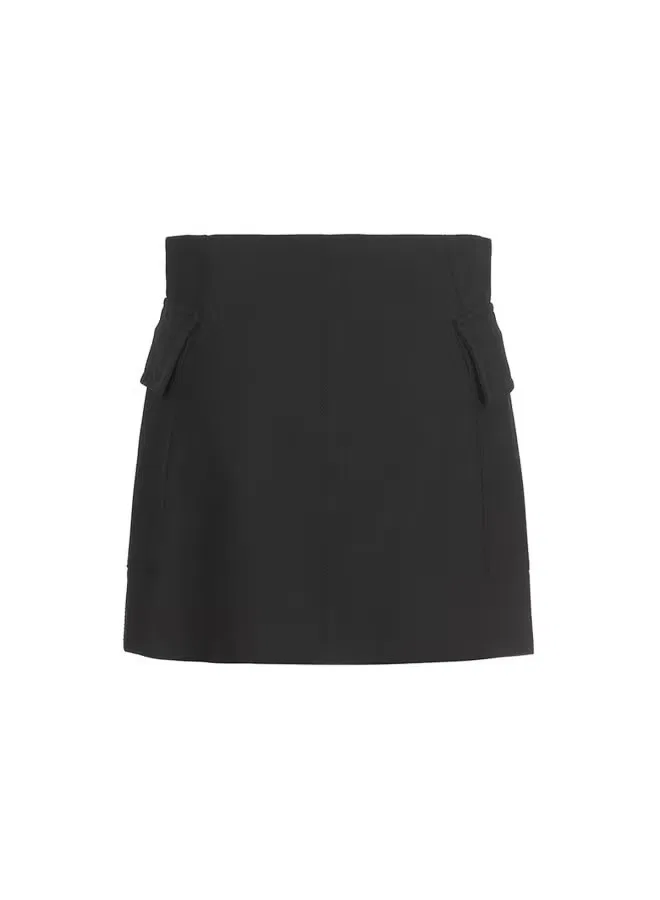 Юбка-трапеция с двумя карманами и подчеркнутой талией Zara, черный — фото 3