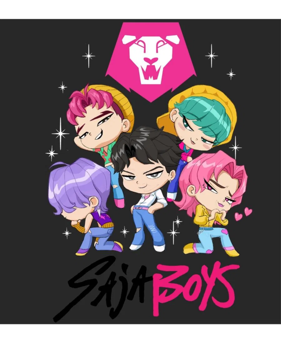 Детский худи с длинным рукавом, с принтом Saja Boys Kpop Demon Hunters, Black — фото 2