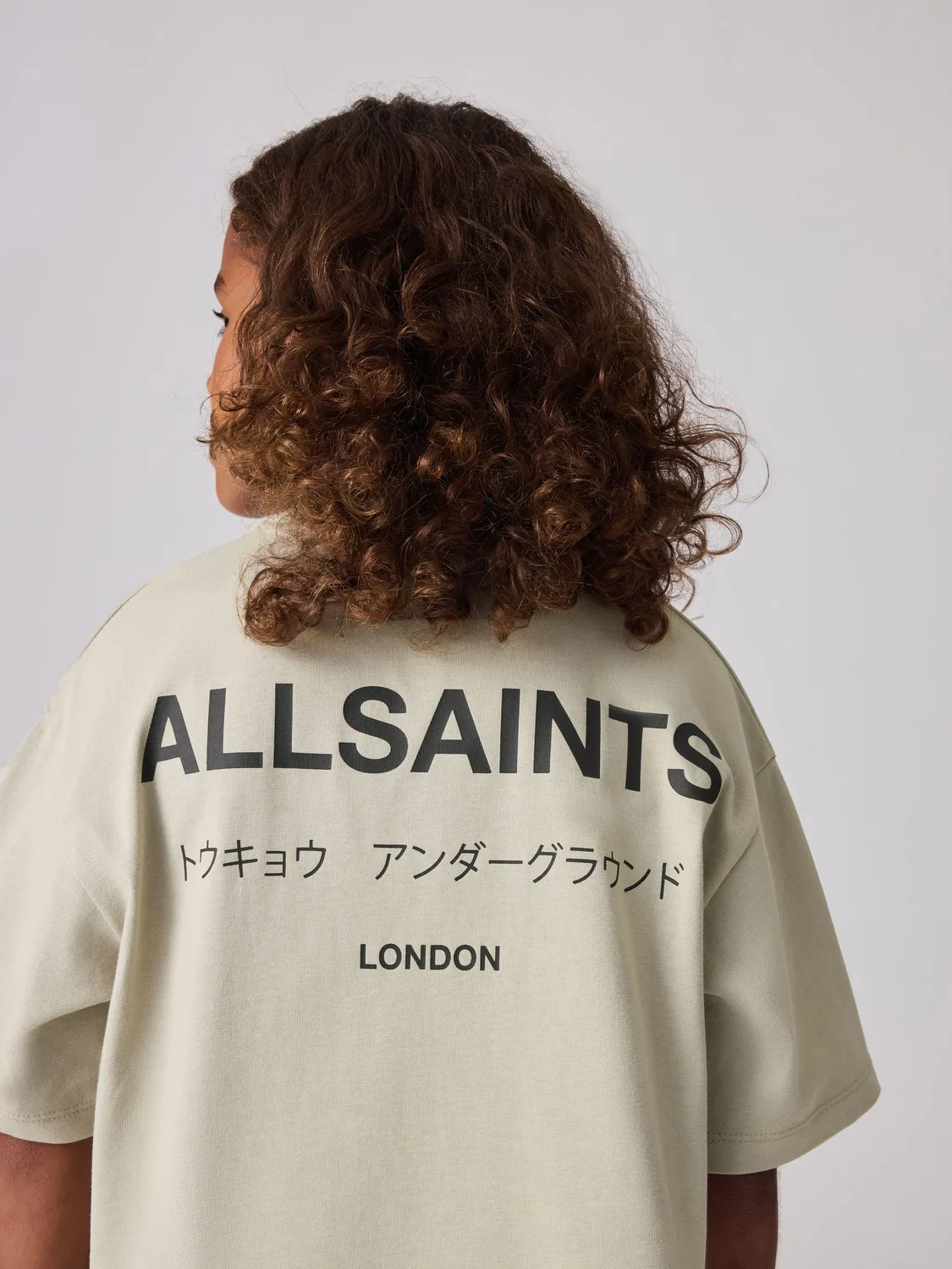 Футболка с принтом Oversized Underground Crew Neck, All Saints, камень — фото 3