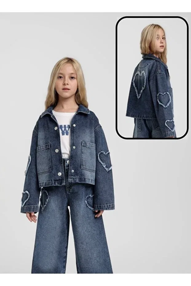 Детское пальто джинсовое с принтом Escabel, Navy Blue