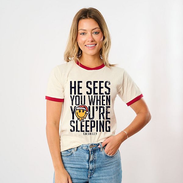 

Футболка с принтом SWSmiley he sees you when you're sleeping Simply Sage Market, Vintage Red, Зеленый, Футболка с принтом SWSmiley he sees you when you're sleeping Simply Sage Market, Vintage Red