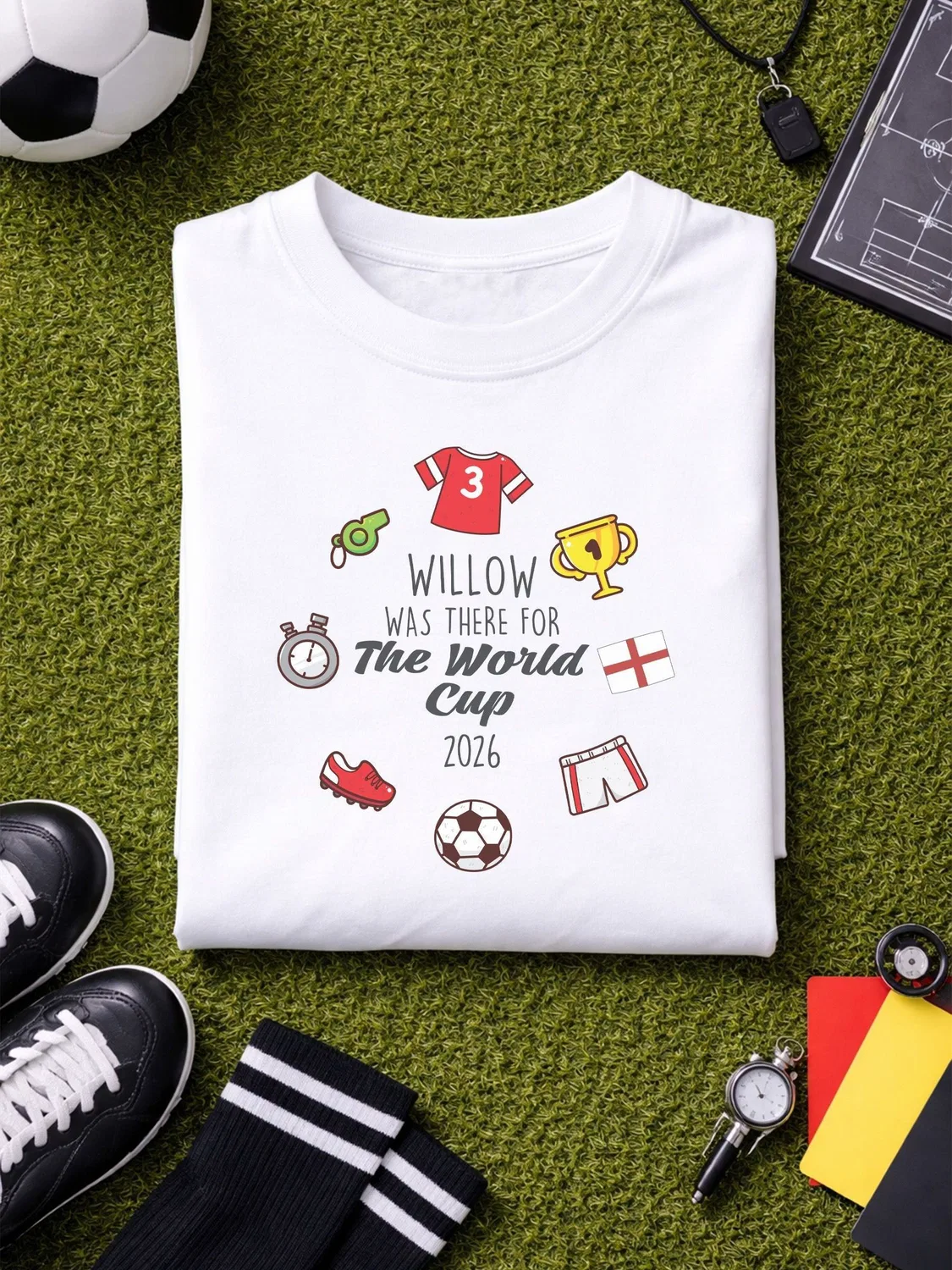 Футболка детская с персонализированным принтом World Cup Icon Little Years, белый — фото 4