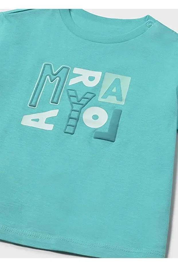 Детская футболка для мальчиков с принтом Summer Baby Boy Basic Tshirt Mayoral, Green — фото 3