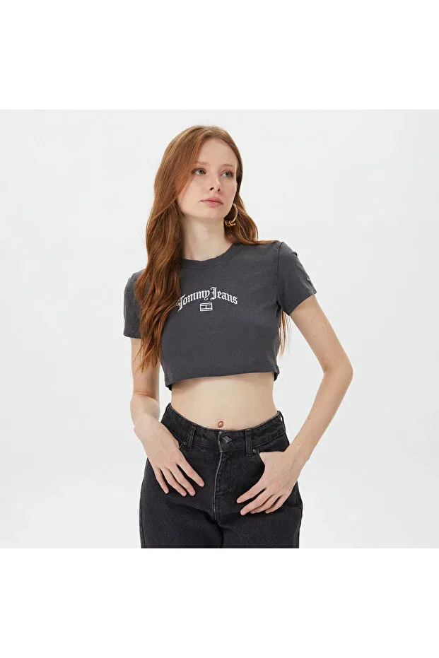 Женская футболка с коротким рукавом Ultra Crop Grunge Tommy Hilfiger, Bds-Black