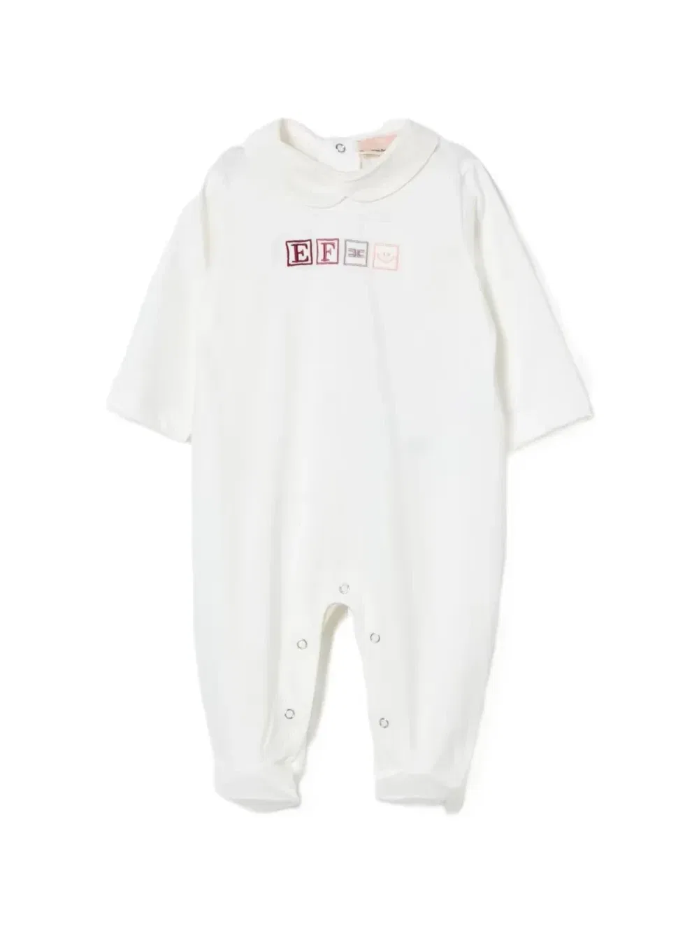 Комбинезон с вышитым логотипом и воротником «Питер Пэн» Elisabetta Franchi Kids, белый
