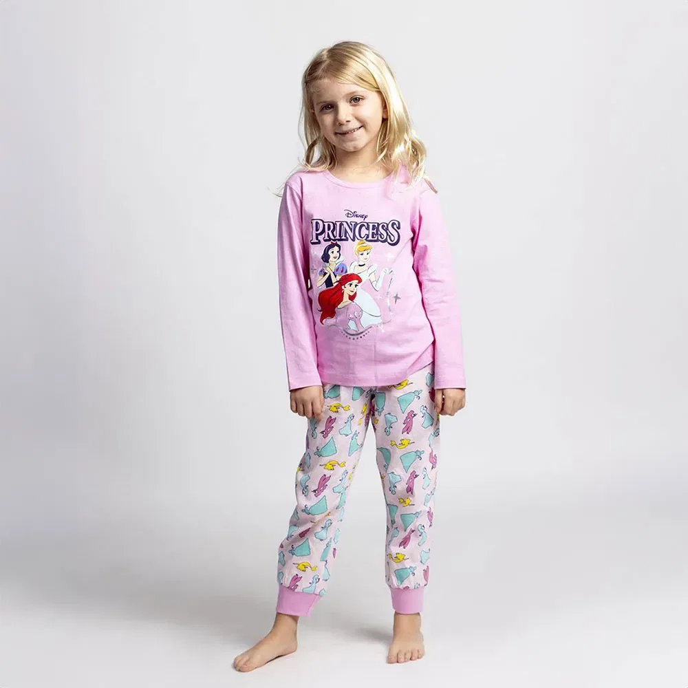 Детская пижама для девочек с принтом Disney Single Jersey Princess Long Sleeve Pyjama, Pink