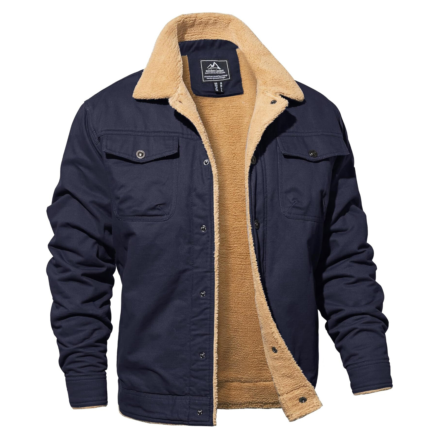 

Мужская хлопковая куртка-карго Magnivit Sherpa Fleece Lined, темно-синий