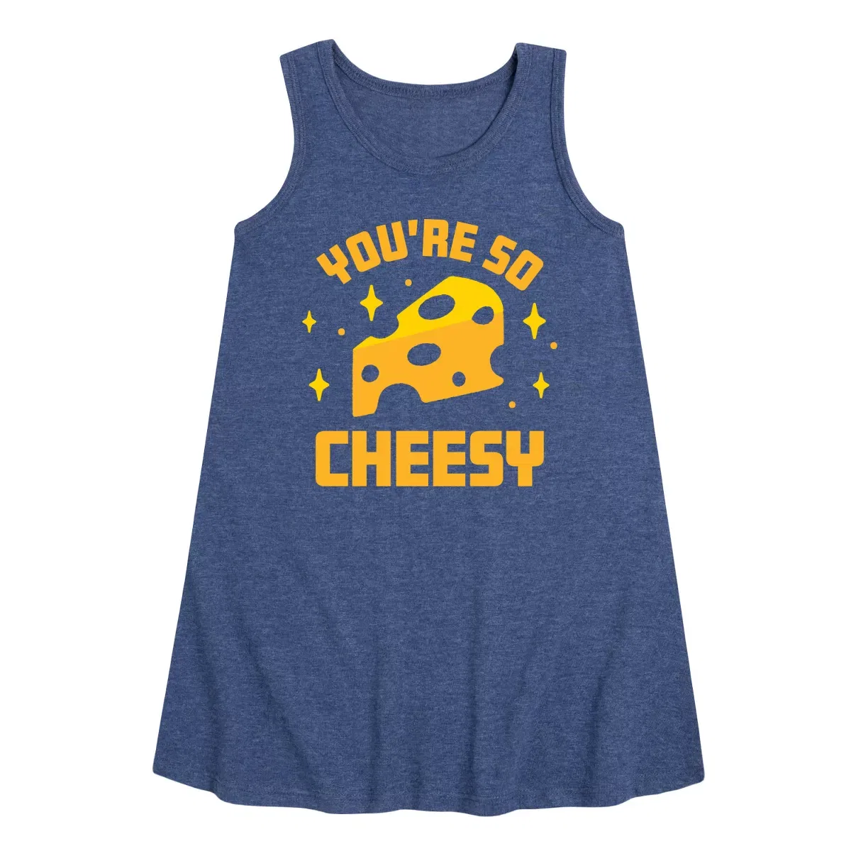 Детское платье-трапеция без рукавов You're So Cheesy Instant Message, Heather Navy