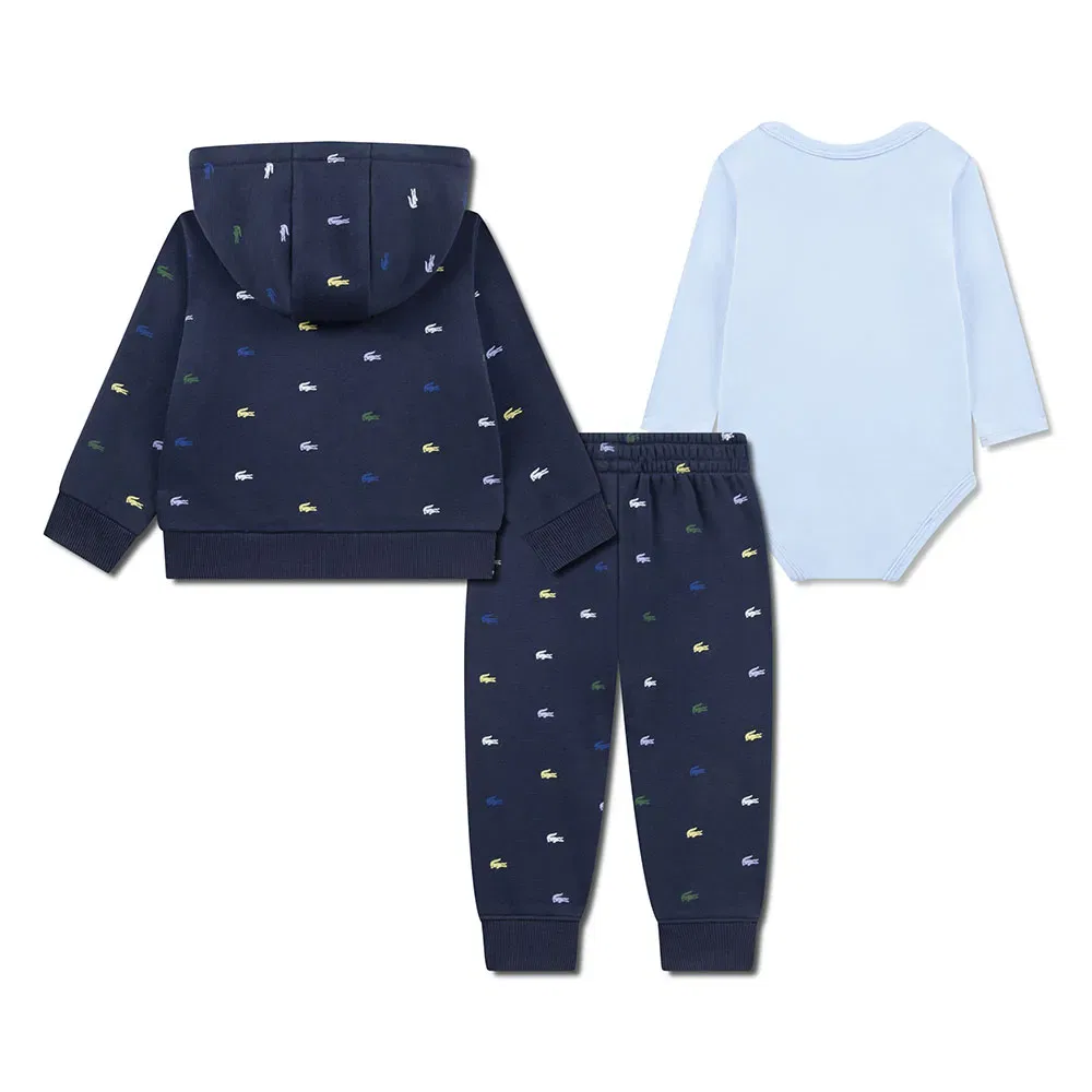 Комплект из флисовой кофты с принтом и брюк Lacoste Kids, синий — фото 2