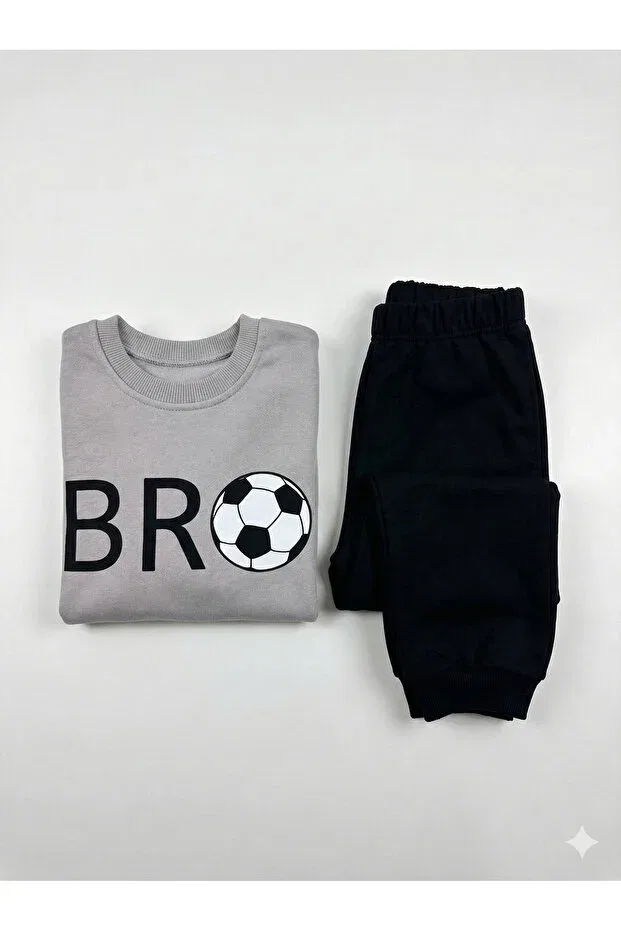 Детский комплект спортивного костюма для мальчиков с вышивкой Basics Tinytrends, Gray — фото 3