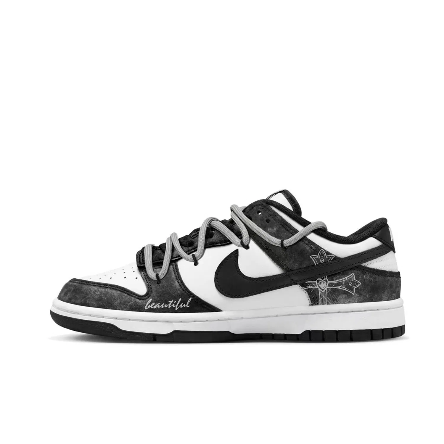 Детские кроссовки-скейтборды Nike Dunk Low Gray Black, Цвет Black — фото 4