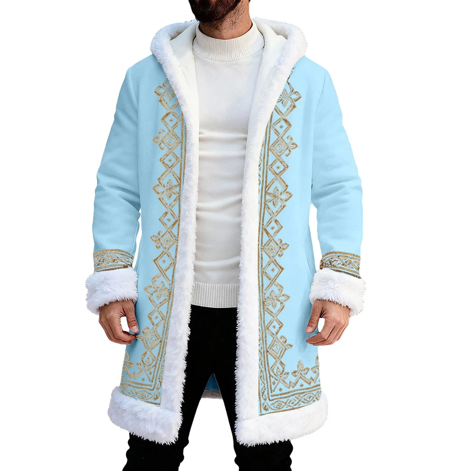 Мужское пальто-накидка с бахромой Merry Holiday, Azzurro